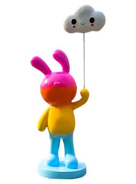 户外园林景观卡通动物兔子雕塑幼儿园商场景区座椅坐凳玻璃钢摆件