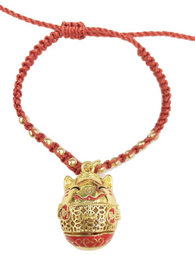 DIY汉服景泰蓝花朵招财猫吊坠