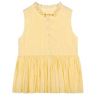 今屿花花套头早秋女装2025新款裙摆无袖衬衫女小个子上衣无袖衬衣