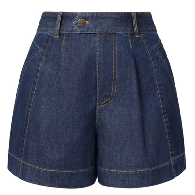 阿玛施226春夏新款时尚直筒裤休闲复古百搭高腰显瘦阔腿牛仔短裤