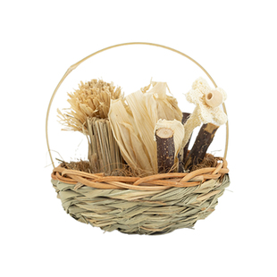 UMI兔子磨牙草篮龙猫豚鼠解闷耐啃磨牙挂篮趣味草编零食兔笼装饰