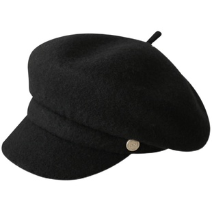 毛毡黑色报童帽女生秋冬复古英伦风时髦街拍画家帽子羊毛八角帽男
