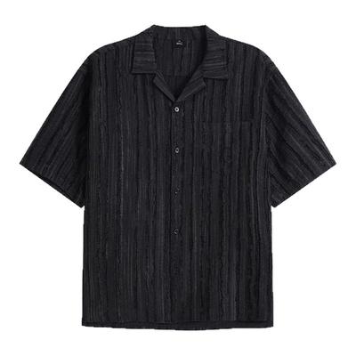 雾蚀混纺破坏廓形五分短袖衬衫