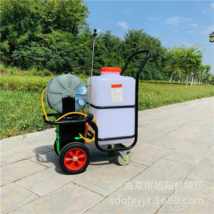 果园推车式打药机大棚除虫自动卷管喷药车60升手推式电动喷雾器