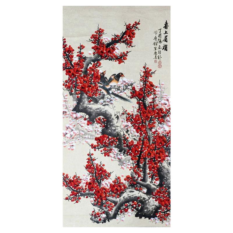 手绘梅花国画喜鹊朵莲精舍保真迹