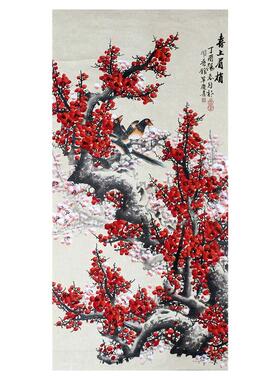 手绘梅花国画喜鹊朵莲精舍保真迹