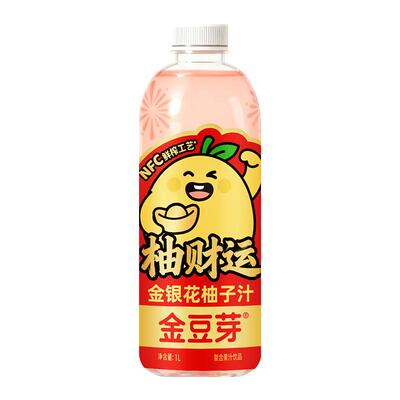 金豆芽金银花柚子汁1L*6瓶官方大瓶正品分享装