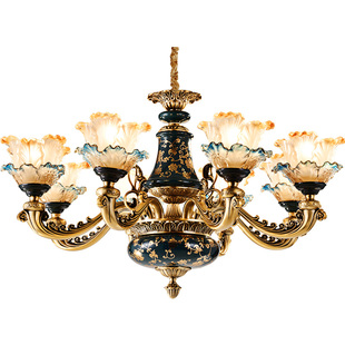 卡信之光 欧式陶瓷全铜吊灯别墅客厅 法式卧室餐厅灯