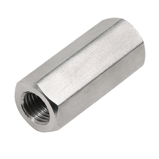 304不锈钢六角加长螺母圆形螺帽丝杆细牙条连接母M6M8M10M12M14