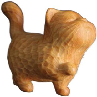 崖柏黄杨木雕现代童趣可爱清香傲娇猫招财小猫手把件随身盘玩动物