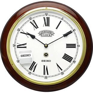 【自营】SEIKO精工12寸静音复古实木钟时钟桤木挂钟机芯玻璃英寸