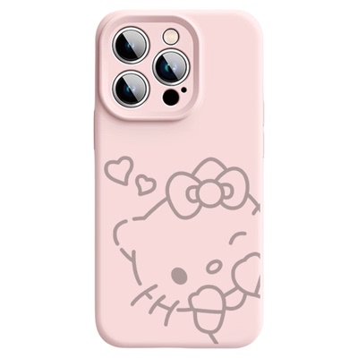 适用于苹果16promax手机壳HelloKitty液态硅胶iPhone17pro相机按键15pm全包防摔14plus卡通可爱13pro潮牌女13