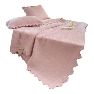 榻榻米绗缝床盖绣花四季通用高端轻奢高级感纯棉三件套韩系床单夏