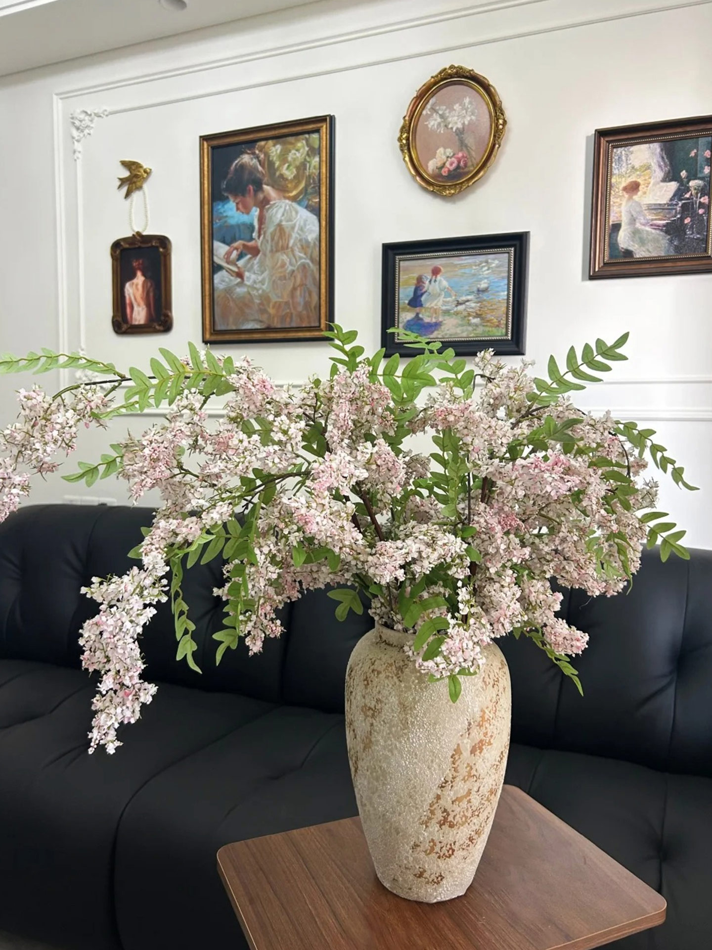 槐蕊仿真花复古红节日婚庆花艺橱窗装饰插花客厅餐桌摆设假花摆件