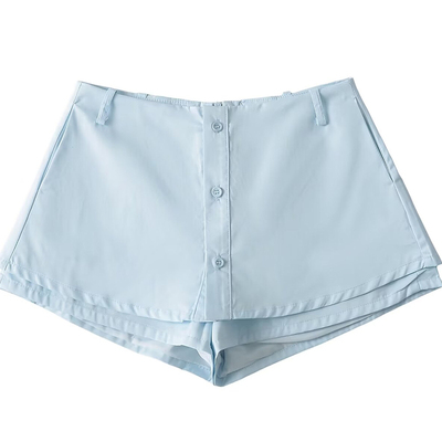 美式学院风a字纯欲前开扣短裤裙