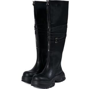 littlegood甜酷马丁靴女新款厚底增高百搭高筒机车靴