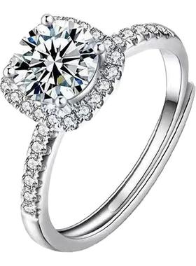 东来同款小方糖莫桑钻戒指s925银