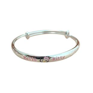 正生银饰hello kitty宝宝手镯999纯银中大儿童亲子母女实心银镯