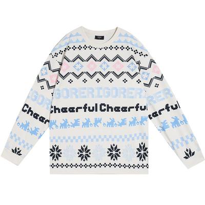 【里夫斯同款】准者圣诞圆领长袖t恤秋冬季新款宽松休闲印花上衣