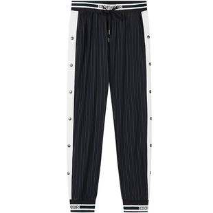 BM高街裤子男潮牌痞帅排扣条纹运动休闲裤男潮牌束脚卫裤夏季薄款