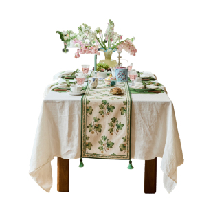 蜡笔派「无花果系列」桌旗法式田园餐桌布轻奢高端长条茶几盖布W