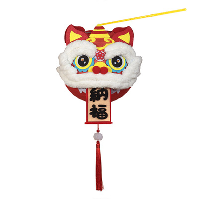 元旦节装饰国潮醒狮灯笼拍照道具儿童手工diy小花灯结婚布置装饰