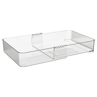 厨房可伸缩抽屉收纳盒透明家用餐具筷子分隔置物架多功能分格整理