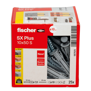 德国慧鱼尼龙锚栓塑料膨胀管SX轻质砖砌块石膏板6mm-10mm膨胀螺丝