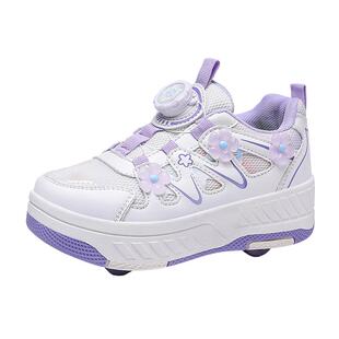 女童暴走轮滑鞋四轮飞行鞋2026新款儿童滑轮鞋学生隐形带轮运动鞋