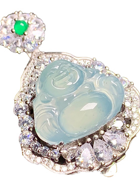 925银福满天然冰种翡翠佛公吊坠