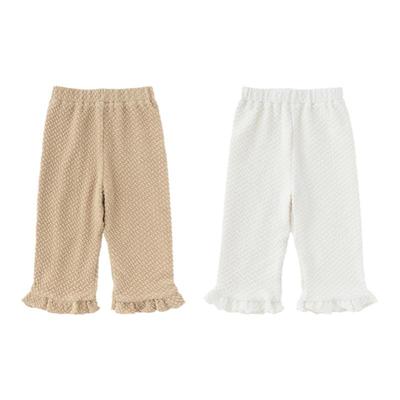 幼歌秋季简约纯色肌理感花边长裤