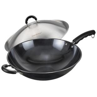 美思工房铁锅老式铁锅炒锅煤气灶专用炒菜锅家用无涂层不生锈圆底