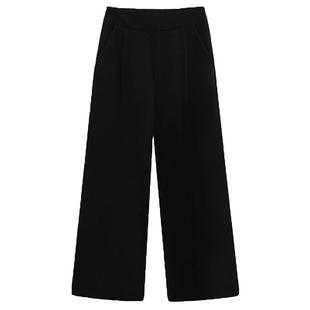 新款雪纺高腰显瘦七分阔腿裤女夏垂感黑色薄款九分裤子韩版休闲裤