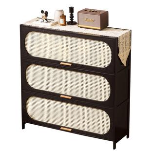 黑色中古风五斗柜客厅卧室收纳柜子储物柜书柜玄关柜窄高立柜多层