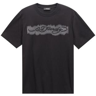 Ed Hardy埃德哈迪春季流行黑色白色新款烫钻绣花男士短袖T恤
