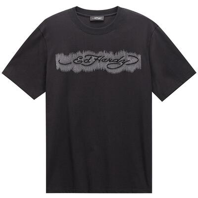 Ed Hardy埃德哈迪春季流行黑色白色新款烫钻绣花男士短袖T恤