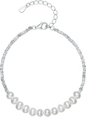 周六福S925银淡水珍珠手链女