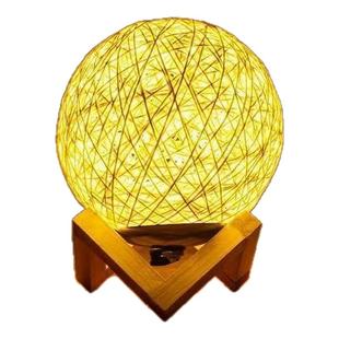 创意月球灯diy星空小夜灯床头灯卧室睡眠灯小台灯桌面摆件彩绘手工儿童沙龙亲子活动藤球星球灯