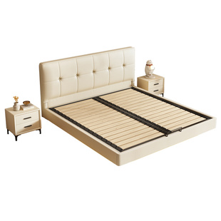 全实木悬浮钢木排骨架床小户型齐边可定制任意尺寸床架薄靠背床