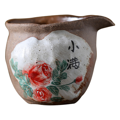 手绘小满老岩泥公道杯粗陶分茶器