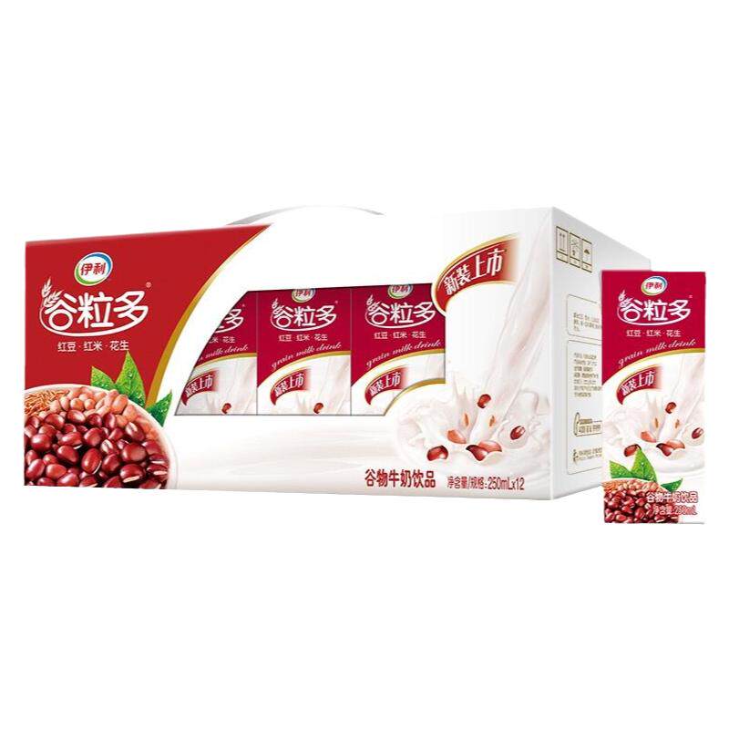 伊利谷物牛奶谷粒多红谷黑谷生椰燕麦营养早餐奶250g*12