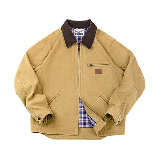 MRA男装 美式复古底特律夹克巴恩风行政翻领谷仓帆布工装外套男秋