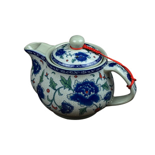 陶瓷侧把壶简约型青花瓷器水壶小泡茶壶带过滤网家用复古手抓单壶