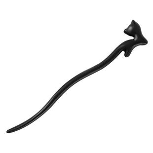 猫咪发簪新中式日常通勤百搭女高级檀木可爱头饰简约小猫发钗簪子