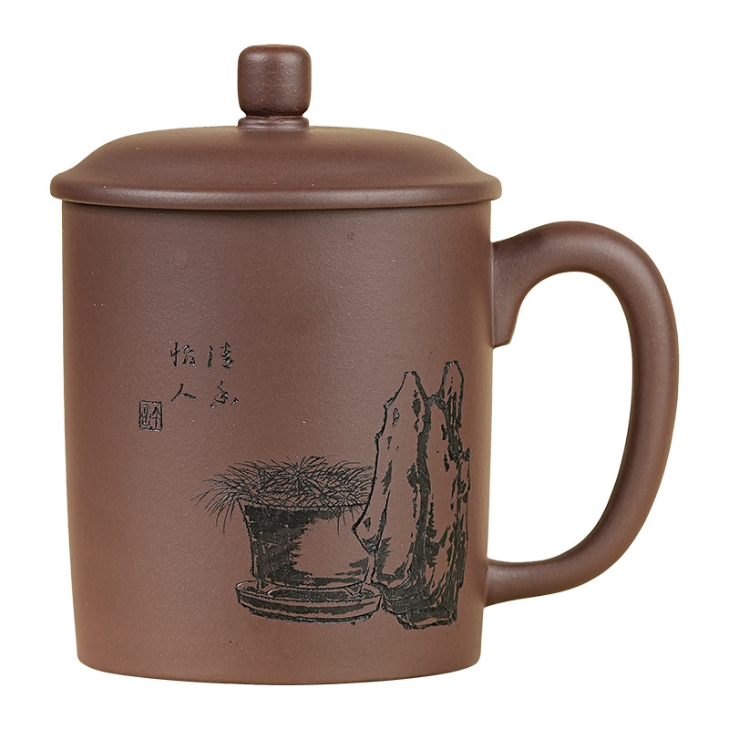 名壶秋月宜兴紫砂文人盖杯名家许小亚纯手工原矿紫泥泡茶杯茶具