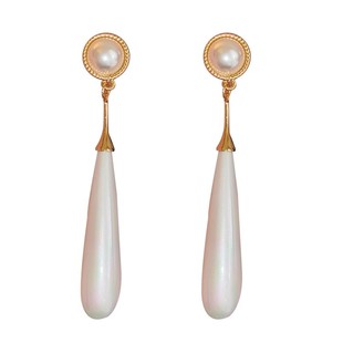 法式长款水滴珍珠耳环无耳洞耳夹女2026新款高级感小众耳饰耳坠