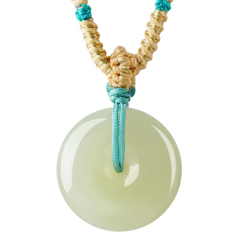 周大生官方和田玉平安扣吊坠挂件正品天然玉石项链女款生日礼物