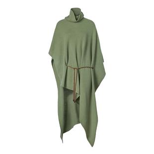 【新款】Cello Sonata 25秋 深绿色羊毛不规则高领斗篷设计感大衣