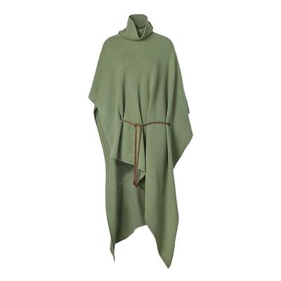 【新款】Cello Sonata 25秋 深绿色羊毛不规则高领斗篷设计感大衣