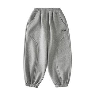 男童加绒裤子运动裤卫裤2025秋冬新款儿童加绒加厚保暖休闲裤子潮